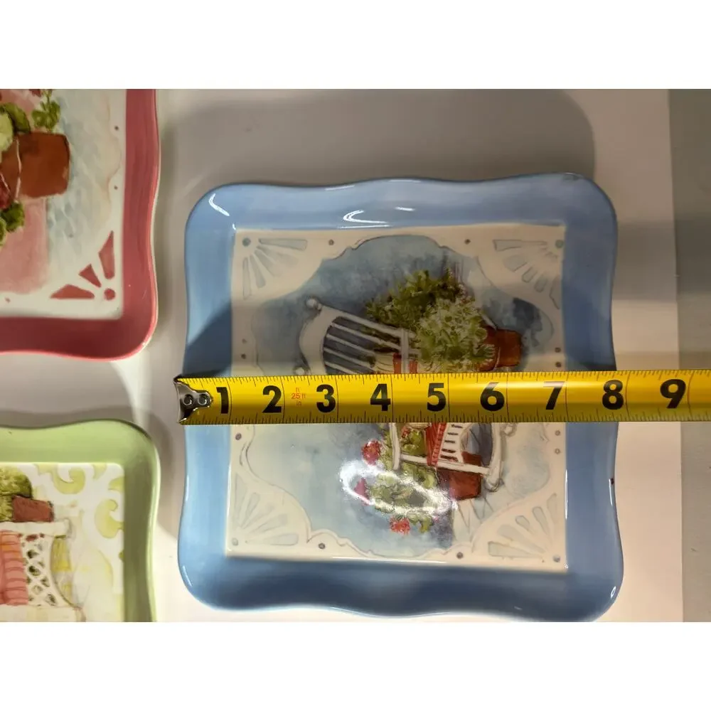 Set of 3 Cracker Barrel Sweet Tea and Screen Doors Square Plates 8